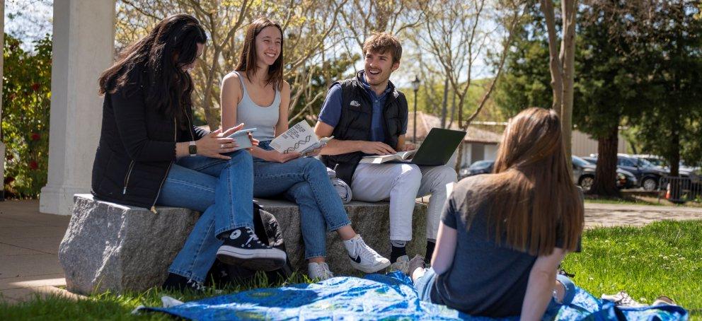 Gael students on the lawn studying